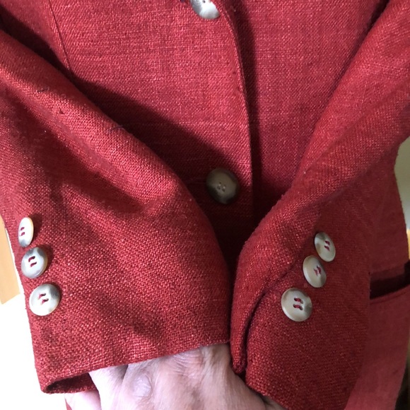 Vtg 90s Y2K ANN TAYLOR Size 6 Longline Blazer 100% Nubby Silk Pumpkin Spice FALL - Picture 8 of 16